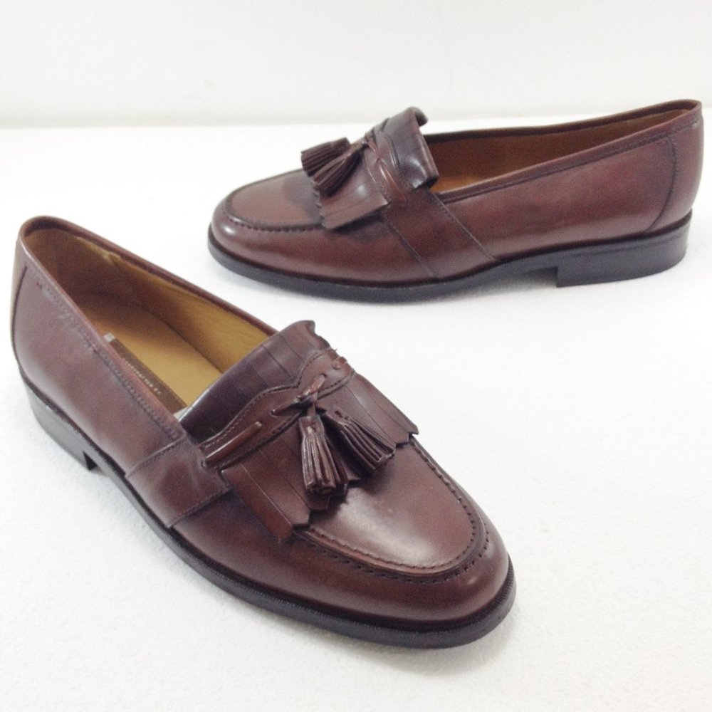 Johnston & Murphy 10.5 M Brown Leather Kiltie Tassel Loafers Handcrafted
